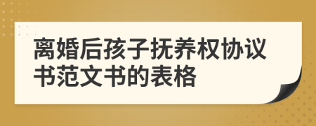 离婚后孩子抚养权协议书范文书的表格