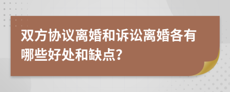 双方协议离婚和诉讼离婚各有哪些好处和缺点？