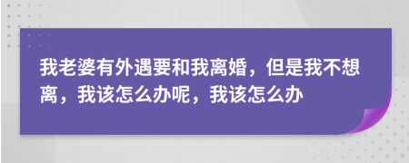 我老婆有外遇要和我离婚，但是我不想离，我该怎么办呢，我该怎么办