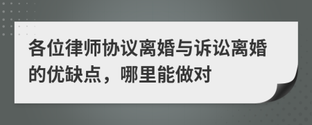 各位律师协议离婚与诉讼离婚的优缺点，哪里能做对