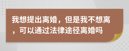 我想提出离婚，但是我不想离，可以通过法律途径离婚吗