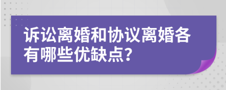 诉讼离婚和协议离婚各有哪些优缺点？