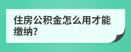 住房公积金怎么用才能缴纳？