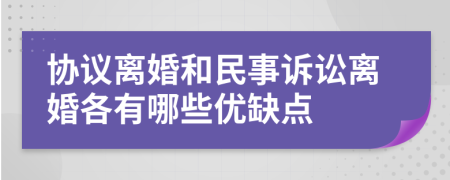 协议离婚和民事诉讼离婚各有哪些优缺点