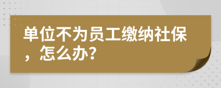 单位不为员工缴纳社保，怎么办？