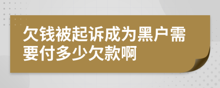 欠钱被起诉成为黑户需要付多少欠款啊