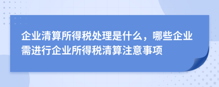 企业清算所得税处理是什么，哪些企业需进行企业所得税清算注意事项