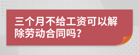 三个月不给工资可以解除劳动合同吗？
