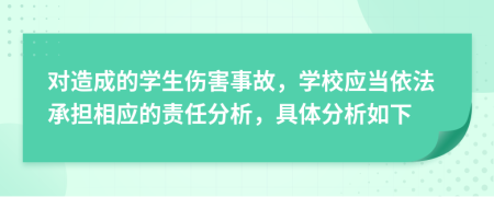 对造成的学生伤害事故，学校应当依法承担相应的责任分析，具体分析如下