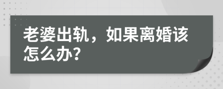 老婆出轨，如果离婚该怎么办？