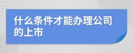 什么条件才能办理公司的上市