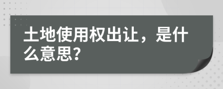 土地使用权出让，是什么意思？