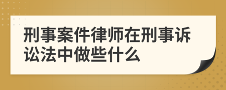 刑事案件律师在刑事诉讼法中做些什么