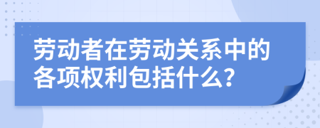 劳动者在劳动关系中的各项权利包括什么？