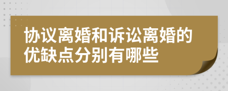 协议离婚和诉讼离婚的优缺点分别有哪些