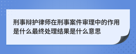 刑事辩护律师在刑事案件审理中的作用是什么最终处理结果是什么意思