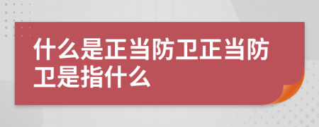 什么是正当防卫正当防卫是指什么