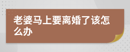 老婆马上要离婚了该怎么办