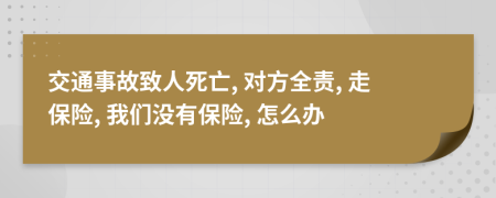 交通事故致人死亡, 对方全责, 走保险, 我们没有保险, 怎么办