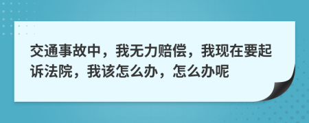 交通事故中，我无力赔偿，我现在要起诉法院，我该怎么办，怎么办呢