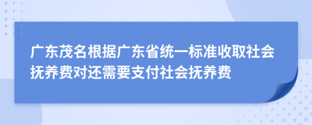 广东茂名根据广东省统一标准收取社会抚养费对还需要支付社会抚养费