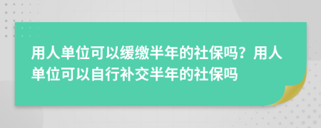 用人单位可以缓缴半年的社保吗？用人单位可以自行补交半年的社保吗