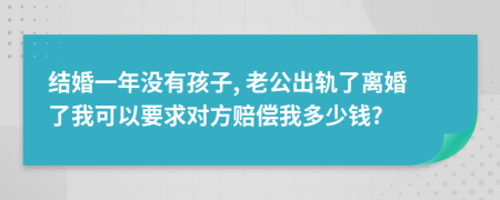 结婚一年没有孩子, 老公出轨了离婚了我可以要求对方赔偿我多少钱?