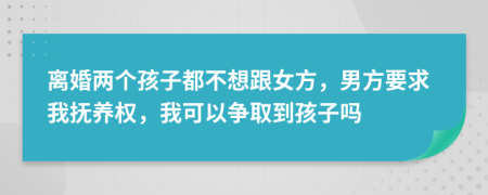 离婚两个孩子都不想跟女方，男方要求我抚养权，我可以争取到孩子吗