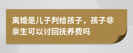 离婚是儿子判给孩子，孩子非亲生可以讨回抚养费吗