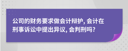 公司的财务要求做会计辩护, 会计在刑事诉讼中提出异议, 会判刑吗?