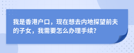 我是香港户口，现在想去内地探望前夫的子女，我需要怎么办理手续？