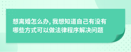 想离婚怎么办, 我想知道自己有没有哪些方式可以做法律程序解决问题