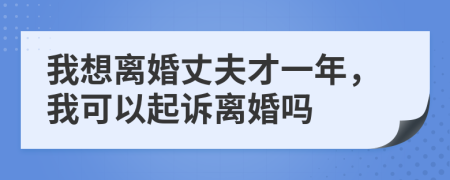 我想离婚丈夫才一年，我可以起诉离婚吗