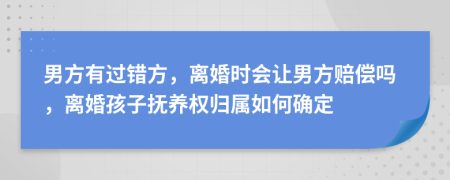 男方有过错方，离婚时会让男方赔偿吗，离婚孩子抚养权归属如何确定