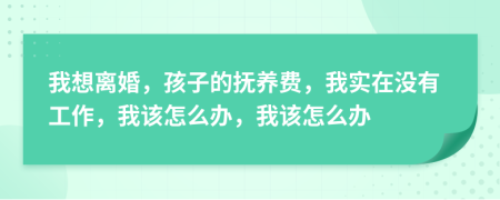 我想离婚，孩子的抚养费，我实在没有工作，我该怎么办，我该怎么办