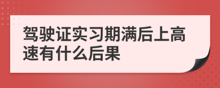 驾驶证实习期满后上高速有什么后果