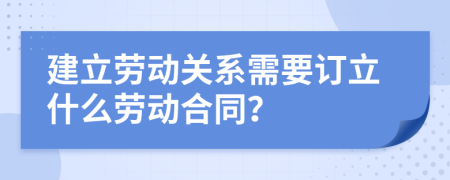 建立劳动关系需要订立什么劳动合同？