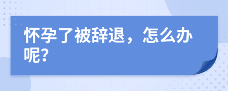 怀孕了被辞退，怎么办呢？