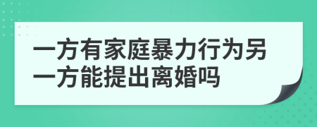 一方有家庭暴力行为另一方能提出离婚吗