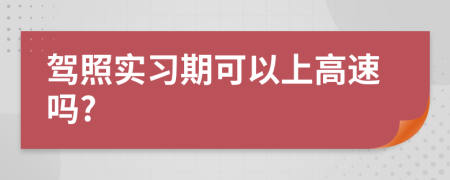 驾照实习期可以上高速吗?