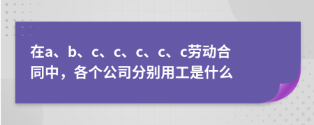 在a、b、c、c、c、c、c劳动合同中，各个公司分别用工是什么