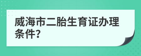 威海市二胎生育证办理条件？
