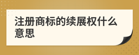 注册商标的续展权什么意思