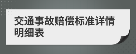 交通事故赔偿标准详情明细表