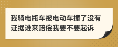 我骑电瓶车被电动车撞了没有证据谁来赔偿我要不要起诉