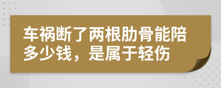 车祸断了两根肋骨能陪多少钱，是属于轻伤