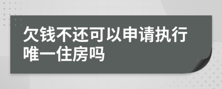 欠钱不还可以申请执行唯一住房吗