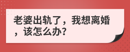 老婆出轨了，我想离婚，该怎么办？