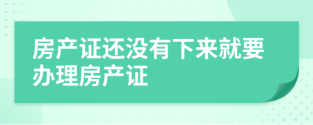 房产证还没有下来就要办理房产证