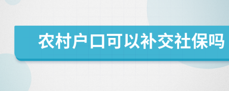 农村户口可以补交社保吗